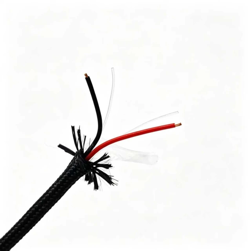 Lightweight Tethered Drone Power Cable 2×0.2mm² Alloy Conductor FEP Insulation 800D Elastic Yarn Braided For Aerial Hover Drone high quality